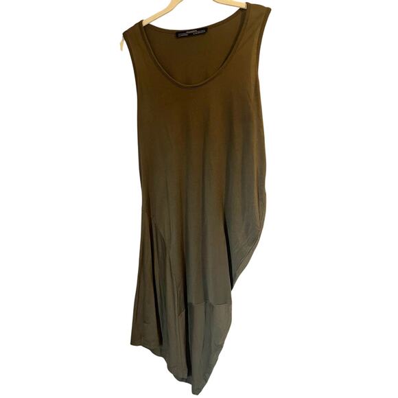 All Saints Asymmetrical Dress in Military Green Slouchy Drapes on One Side sz. 6 - Picture 1 of 6